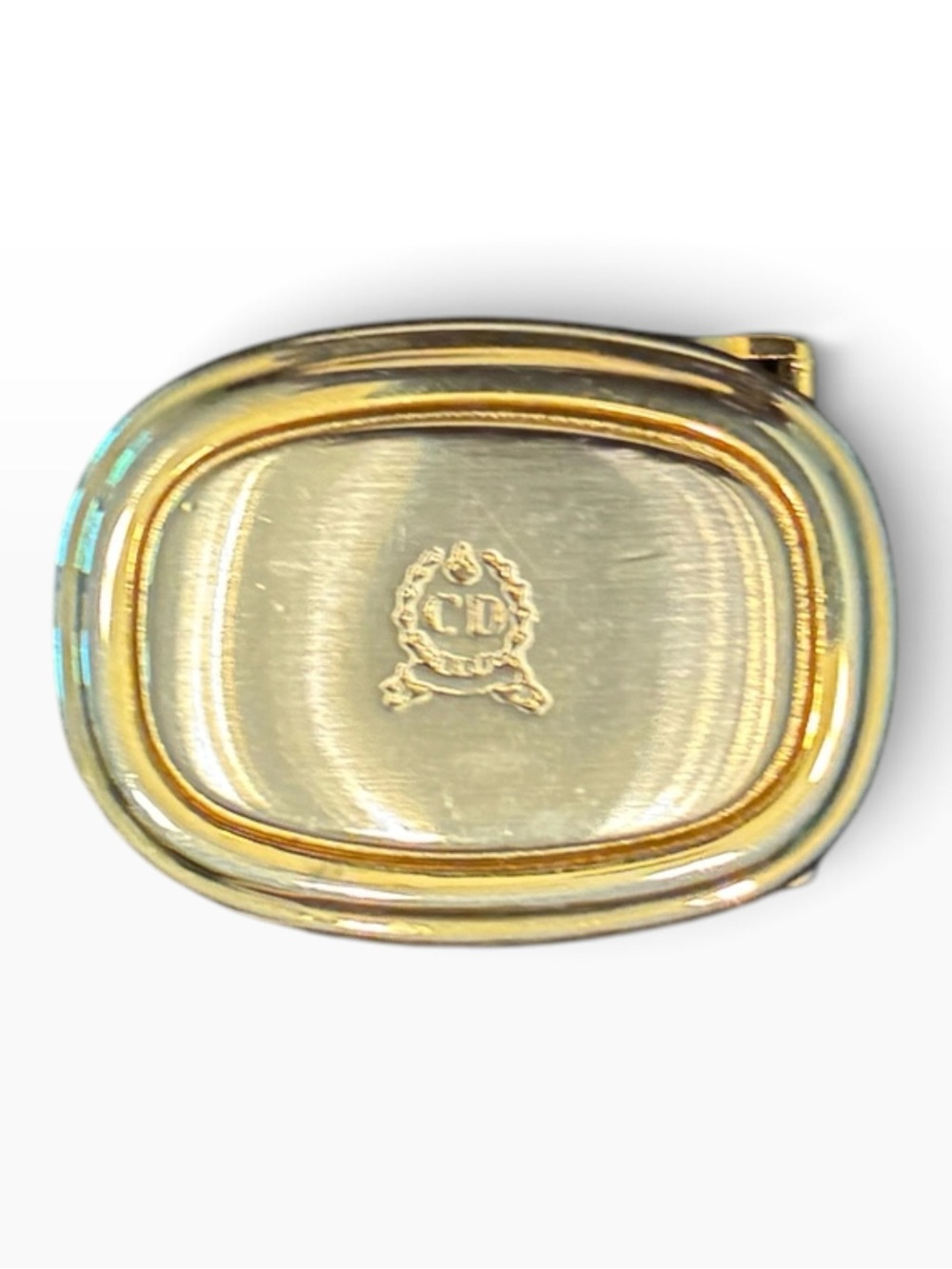 Vintage Christian Dior Two-Tone Gold & Silver CD Logo Belt Buckle